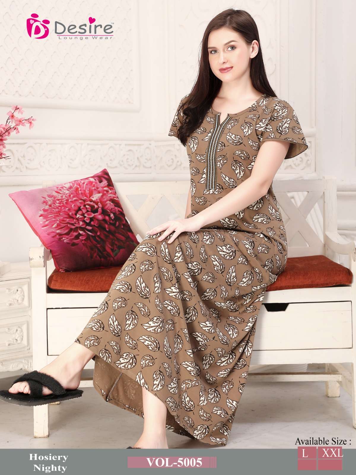 D.NO:- 5005 BY DESIRE LOUNGE WEAR PREMIUM SERIES NIGHTY 