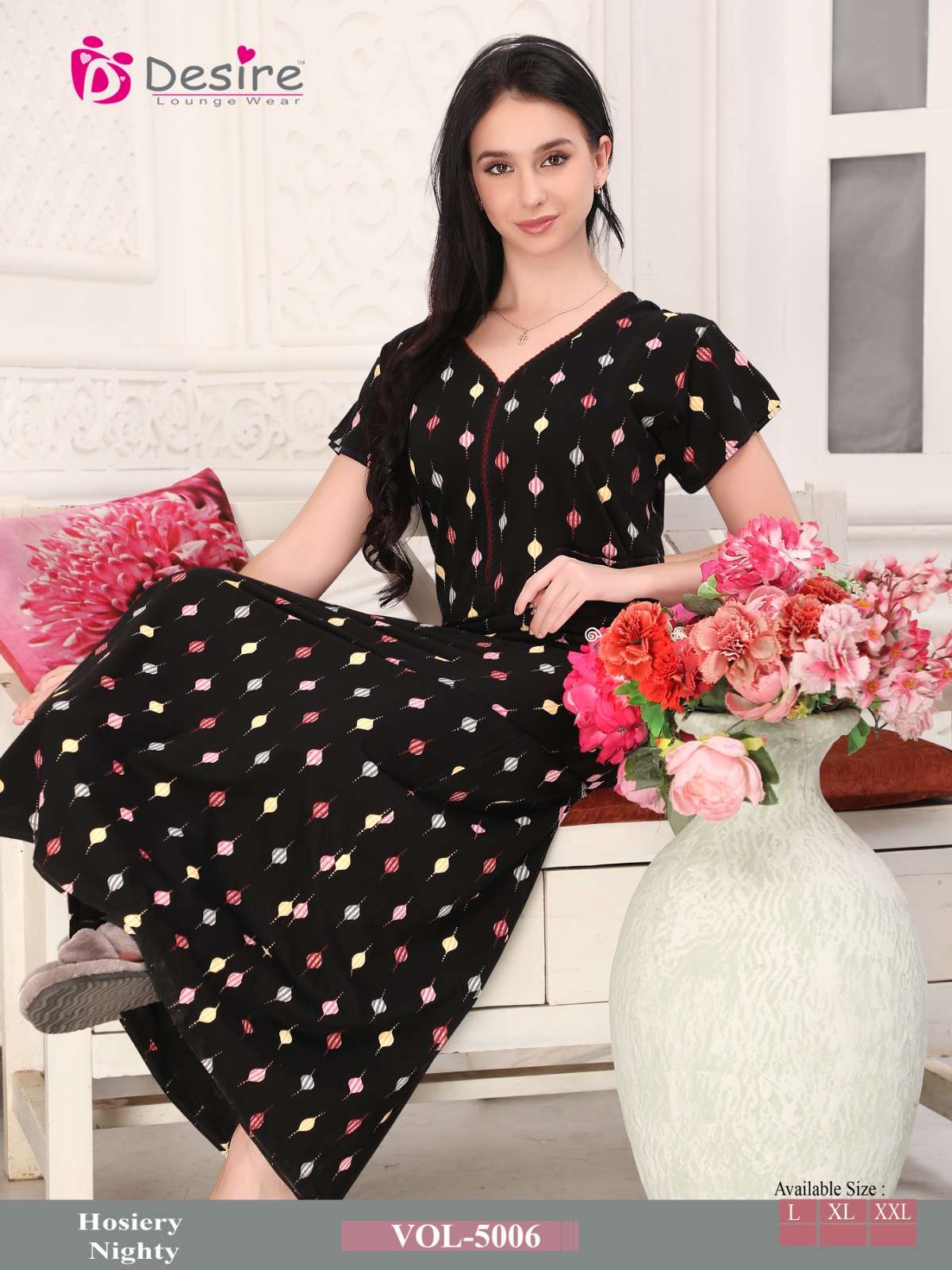 D.NO:- 5006 BY DESIRE LOUNGE WEAR PREMIUM SERIES NIGHTY 
