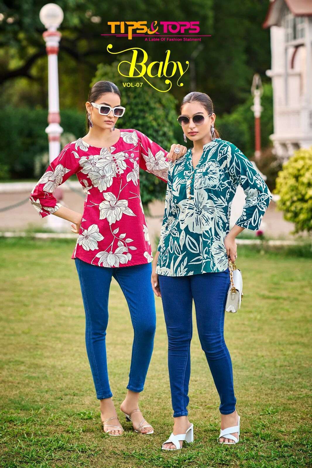 BABY VOL :- 7 BY TIPS & TOPS IN HEAVY RAYON PRINT WITH FANCY SHORT TOPS
