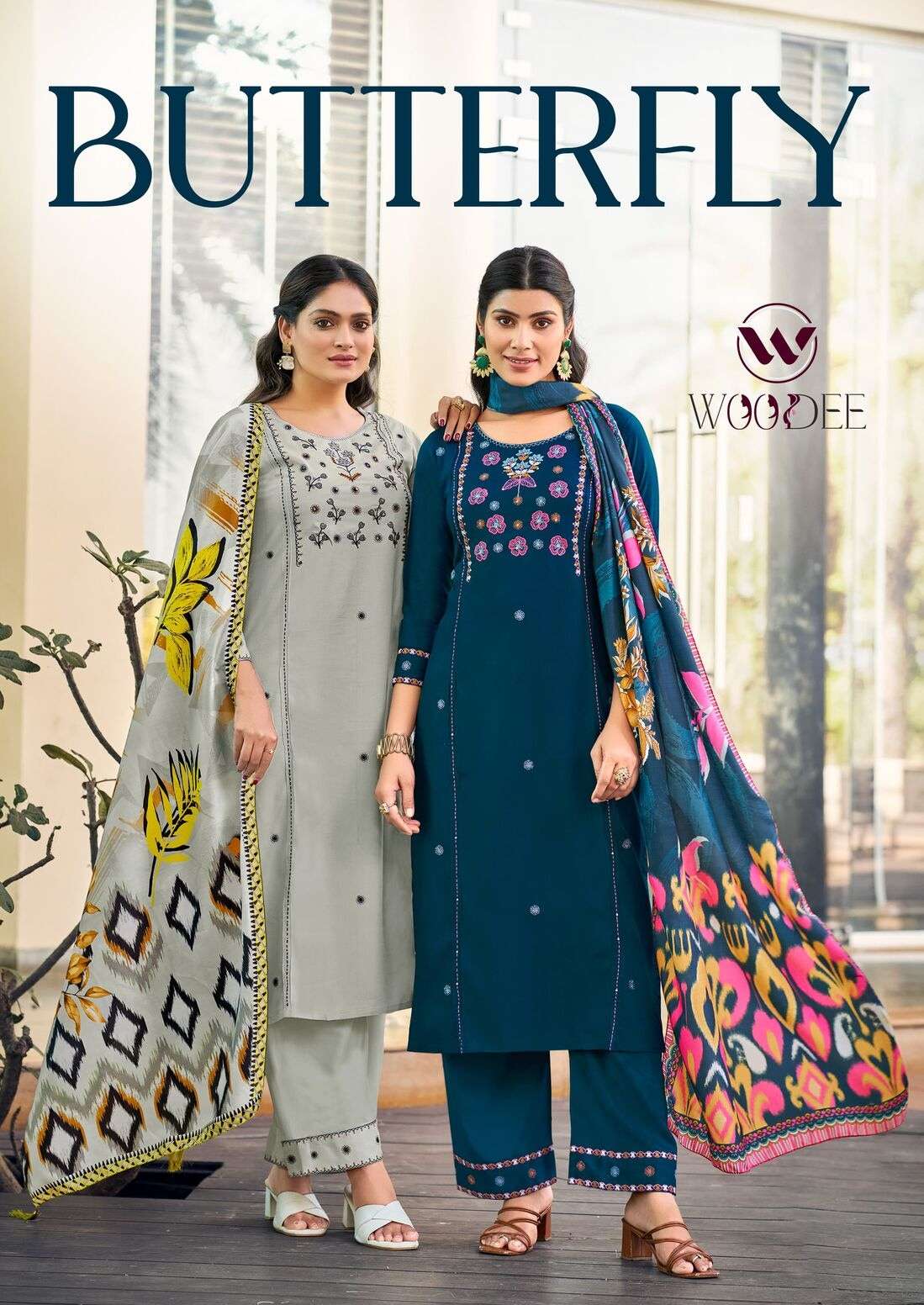 BUTTERFLY BY WOODEE IN PREMIUM QUALITY LIVA RAYON WITH MUSLIN DIGITAL PRINT DUPPATA