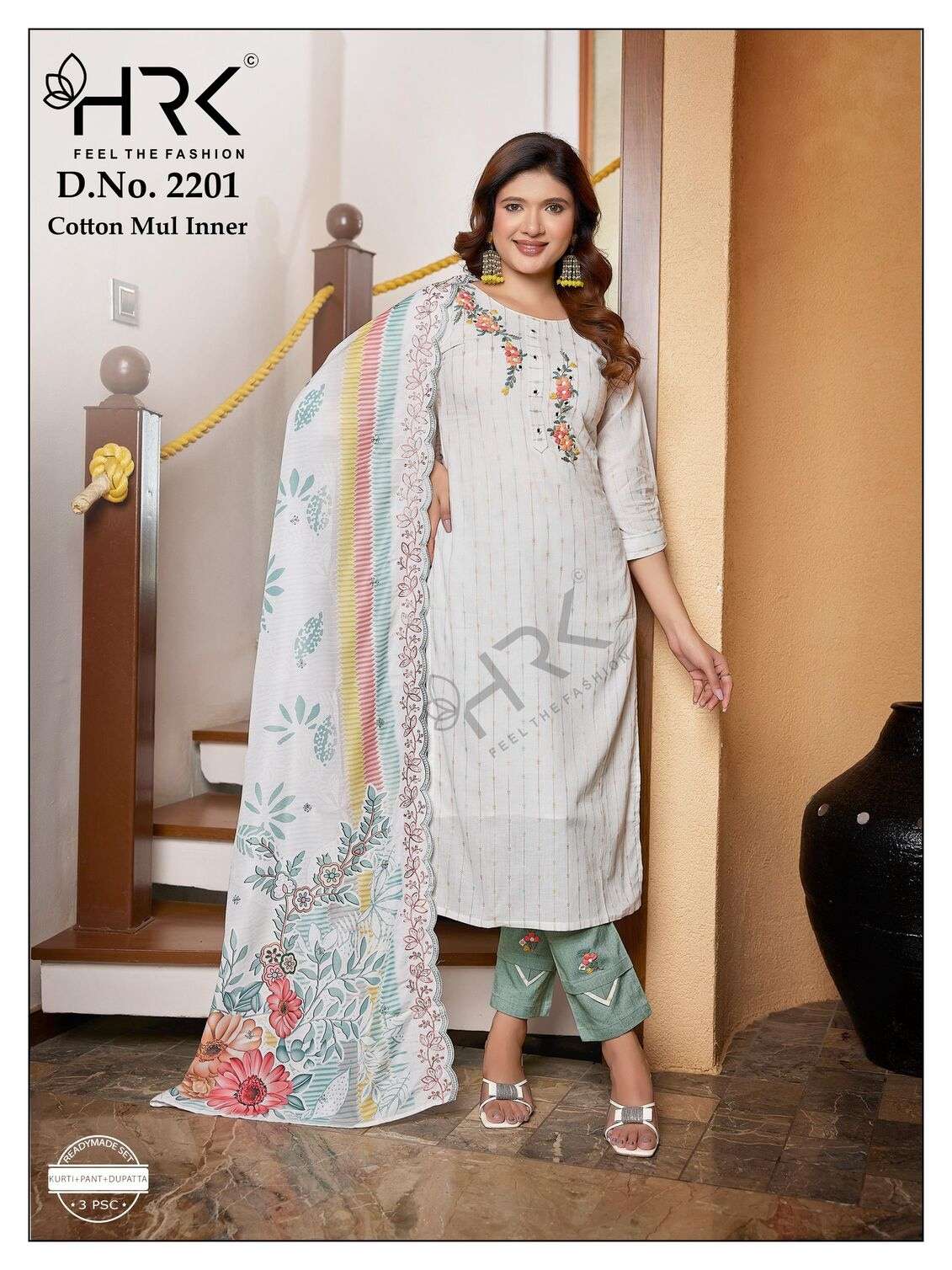 D.NO:- 2201 BY HRK IN COTTON JACQUARD WITH EXCLUSIVE HAND WORK 