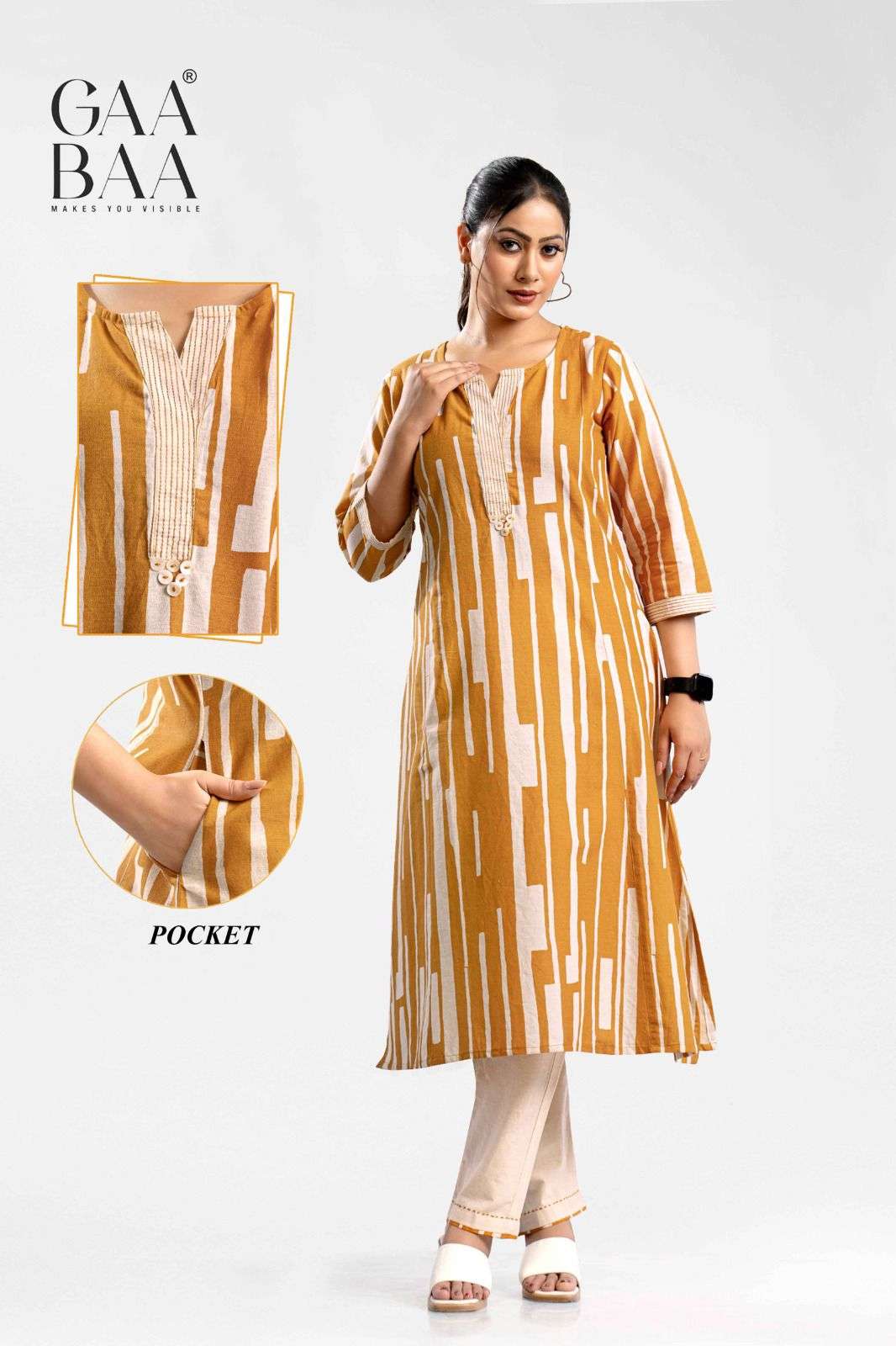 D.NO :- 923 BY GAABAA IN COTTON FLEX CO-ORD SET WITH VALUE ADDITIONS HAND STITCH 