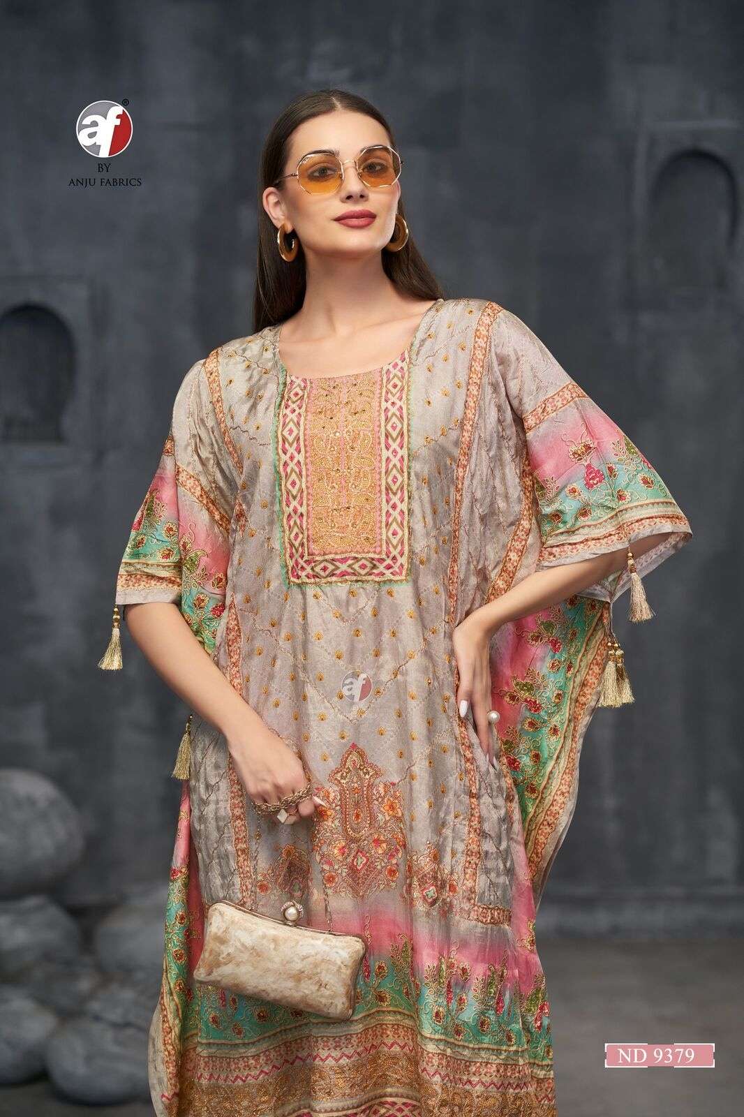 D.NO:- ND 9379 BY ANJU FABRICS IN BLENDED VISCOSE DESIGNER KAFTAN WITH DIVIDER 