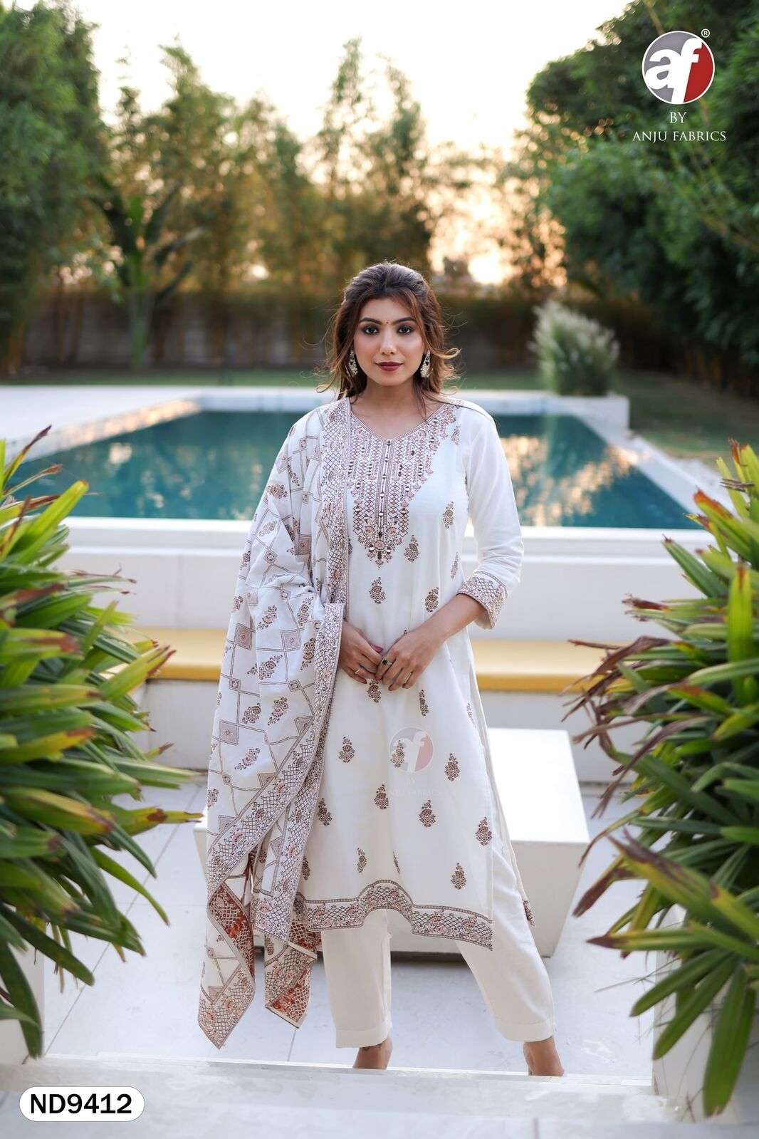D.NO:- ND 9412 BY ANJU FABRICS IN PURE COTTON JACQUARD KURTI PANT WITH DUPATTA 
