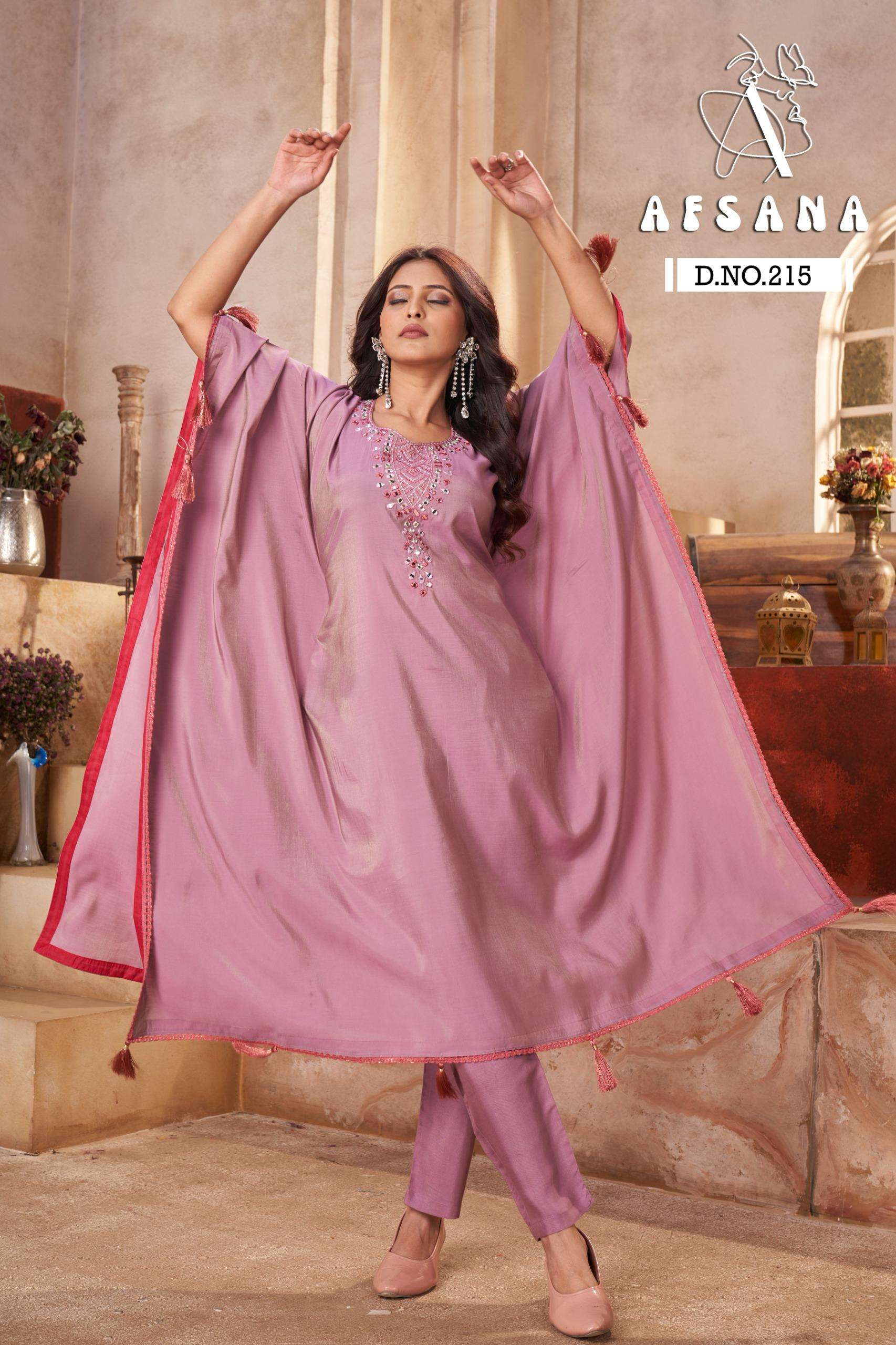 DN :- 215 BY AFSANA IN MODAL SILK KAFTAN WITH WORK 