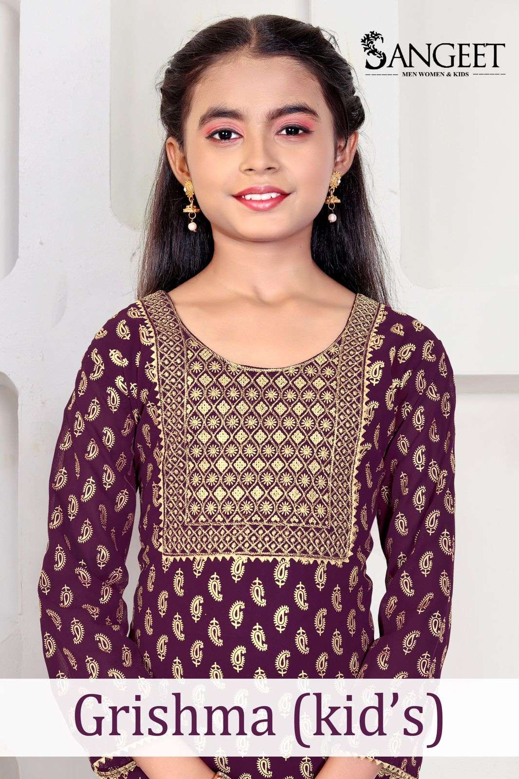 GIRISHMA BY SANGEET IN FAUX GEORGETTE FOIL GOLD PRINT ATTACHED CREPE LINING INSIDE