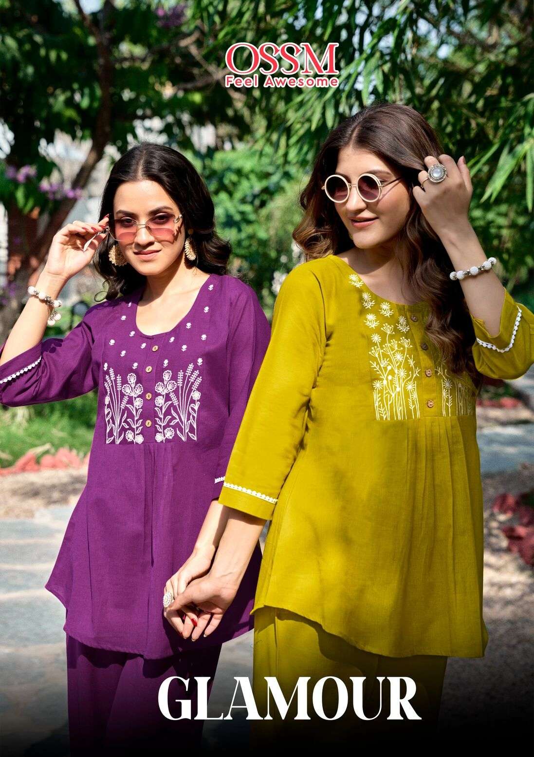 GLAMOUR BY OSSM IN JAIPURI COTTON FLEX WITH EMBROIDERY WORK CO-ORD SET 