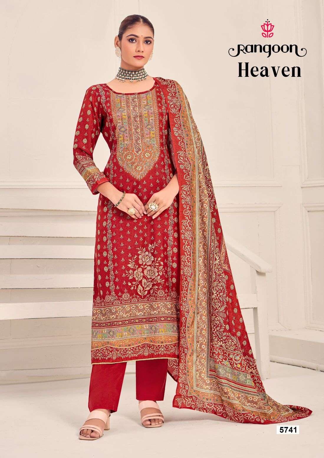 HEAVEN BY RANGOON IN PURE MUSLIN WITH PURE DIGITAL PRINT WITH AARI WORK 