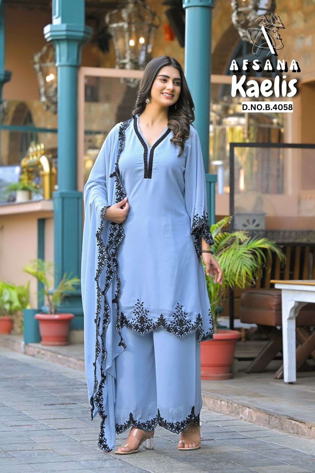 KAELIS BY AFSANA IN FOX GEORGETTA WITH HEAVY EMBROIDERED CUT WORK 
