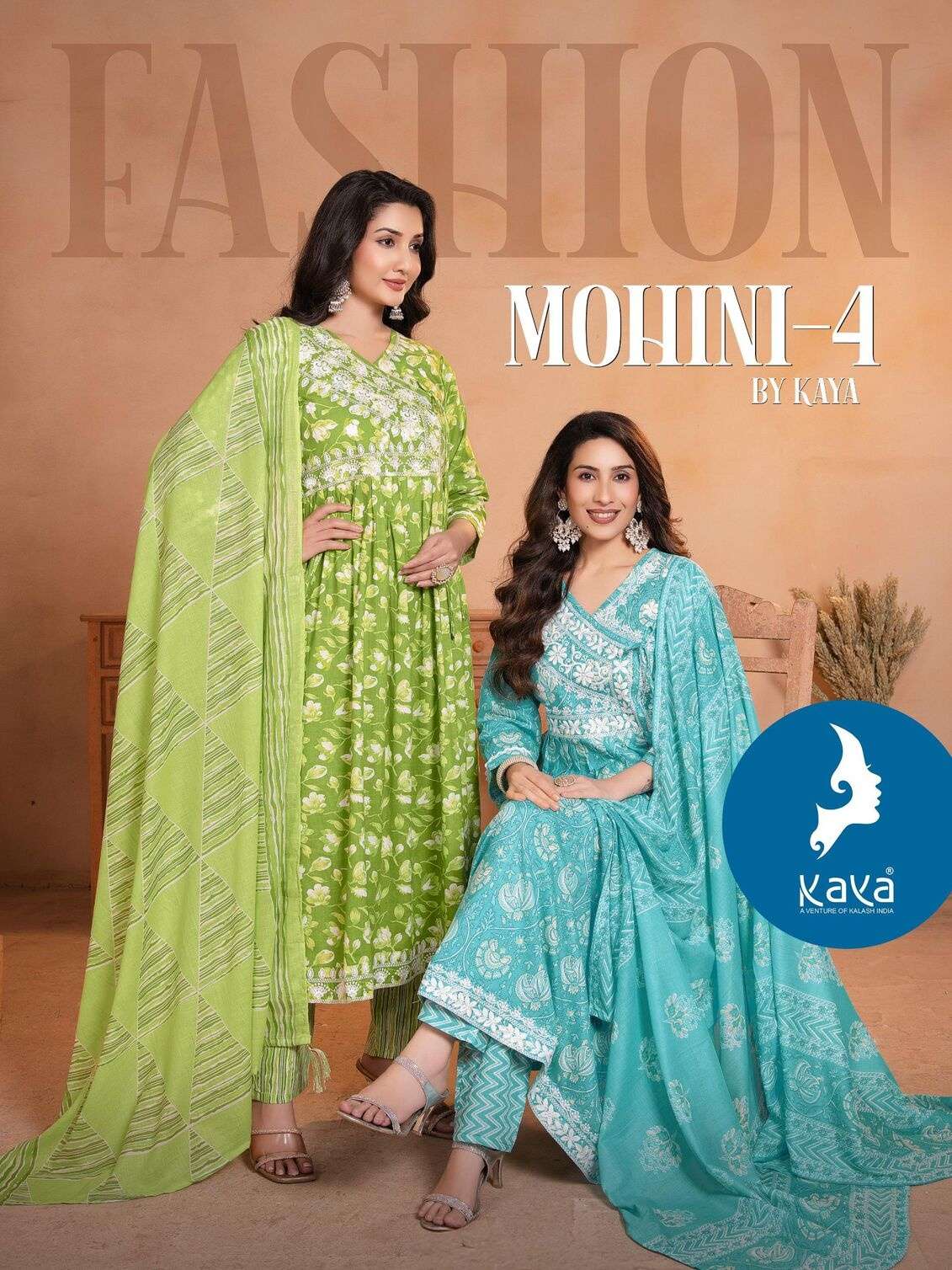 MOHINI-4 BY KAYA KURTI IN COTTON PRINT 3 PIECE CONCEPT IN ANARKALI STYLE 