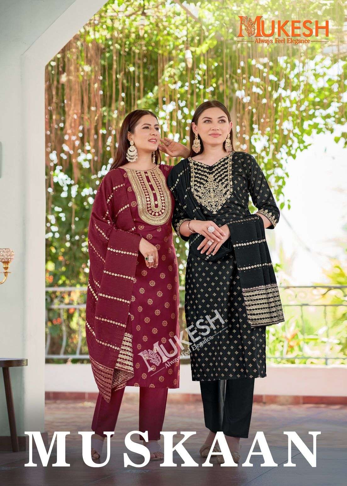 MUSKAAN BY MUKESH IN RAYON WITH EMBROIDERY WORK & FOIL PRINT