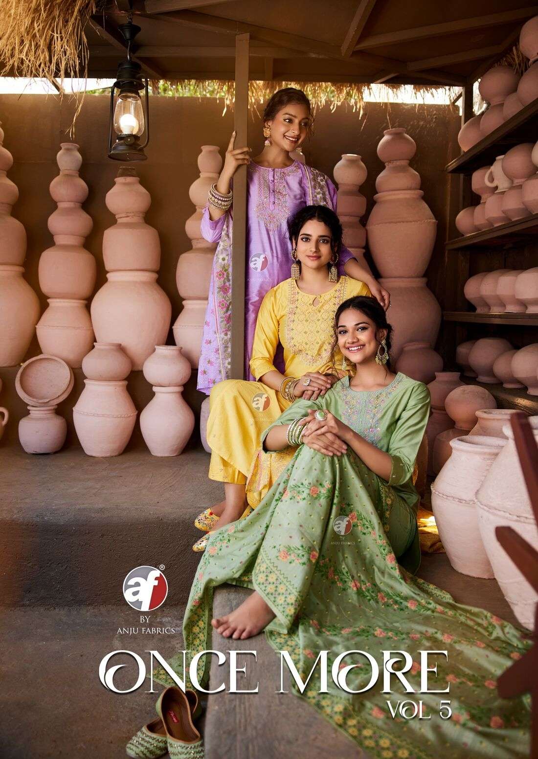 ONCE MORE VOL-5 BY ANJU FABRICS IN VISCOSE BY NYLON KURTI PANT WITH DUPATTA 