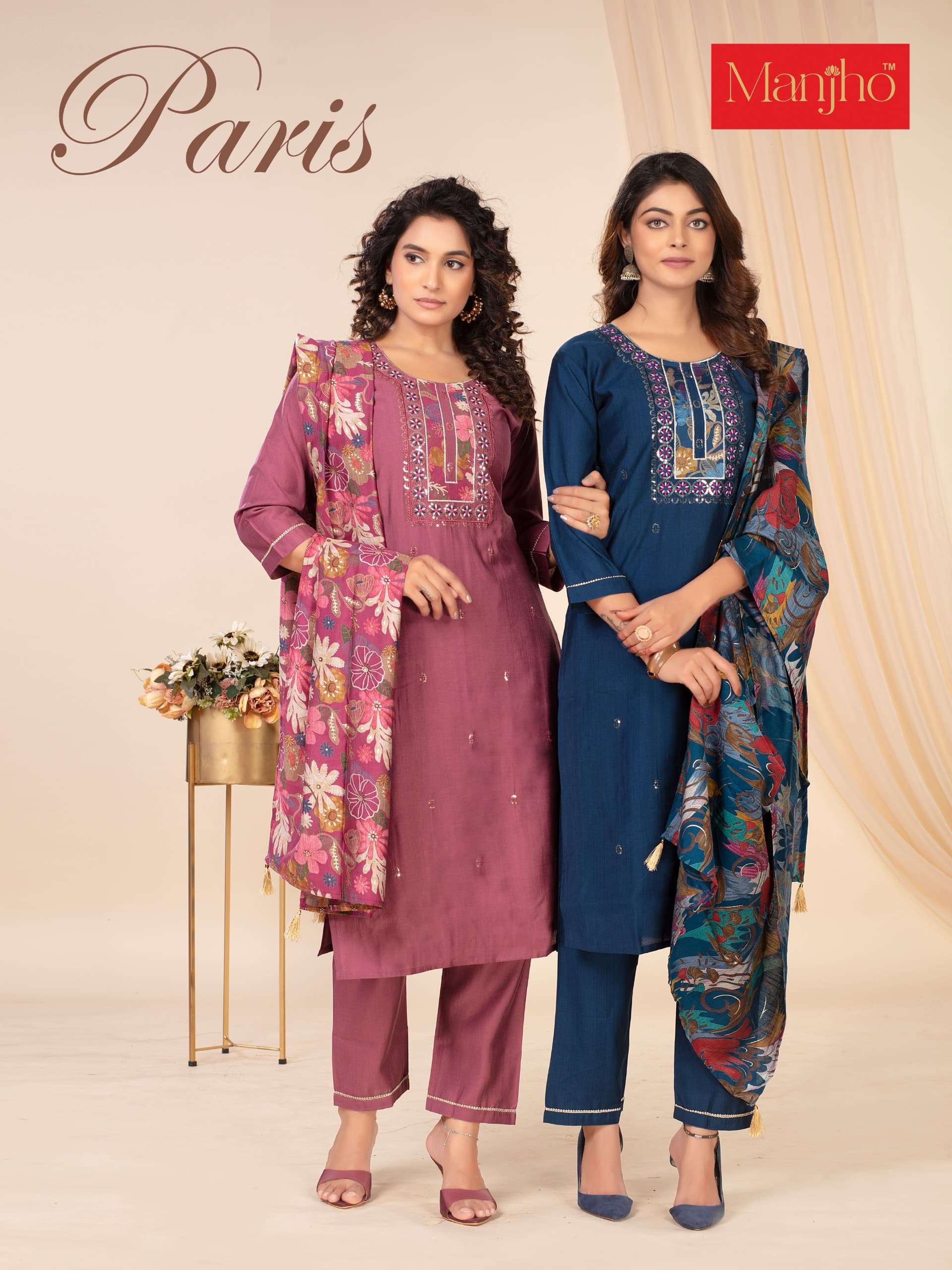PARIS BY MANJHO IN PREMIUM QUALITY VETICAN WITH EMBROIDERY WORK AND DUPPATA 