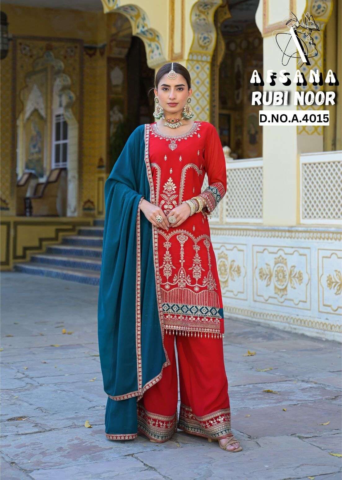 RUBI NOOR BY AFSANA IN GEORGETTE WITH CORDIND HEAVY WORK WITH LATKAN 