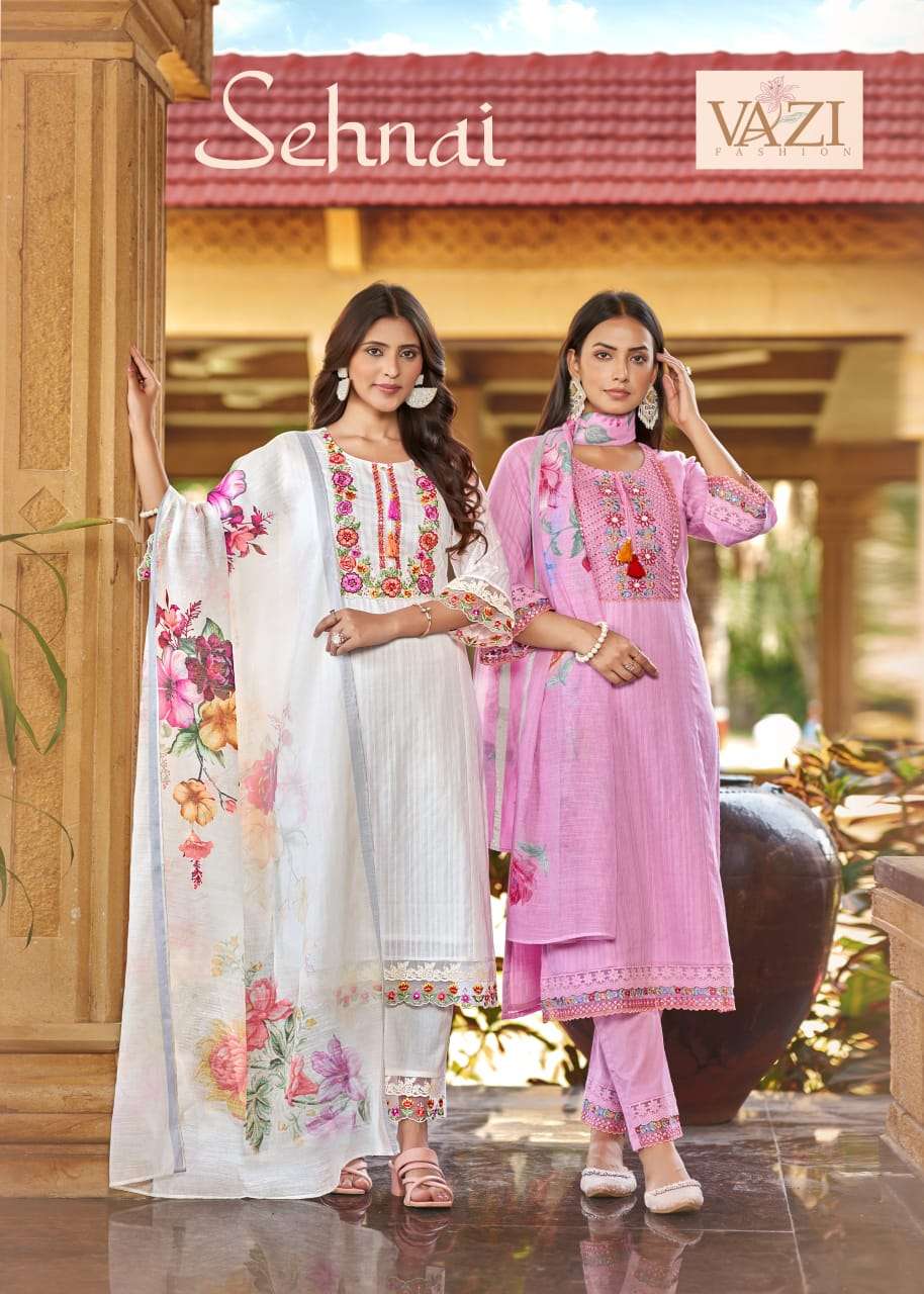SEHNAI BY VAZI FASHION IN PURE COTTON WITH DESGINER FANCY THERD WORK AND DUPATTA
