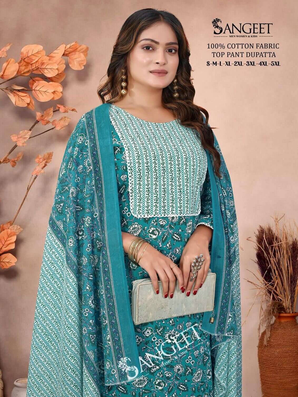 VOL-1 BY SANGEET IN PURE COTTON WITH TOP PANT DUPATTA COMBO PACKING