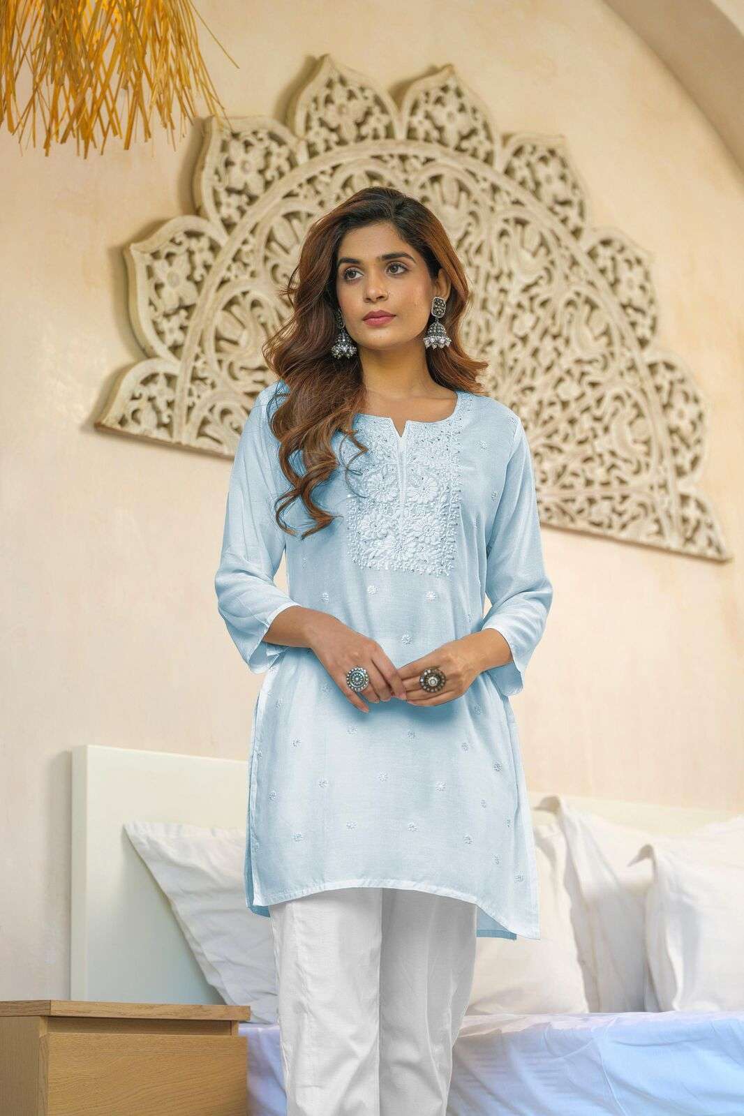 VOL-4 BY TEXOFAB IN RAYON PRINT KURTI WITH HAND WORK 