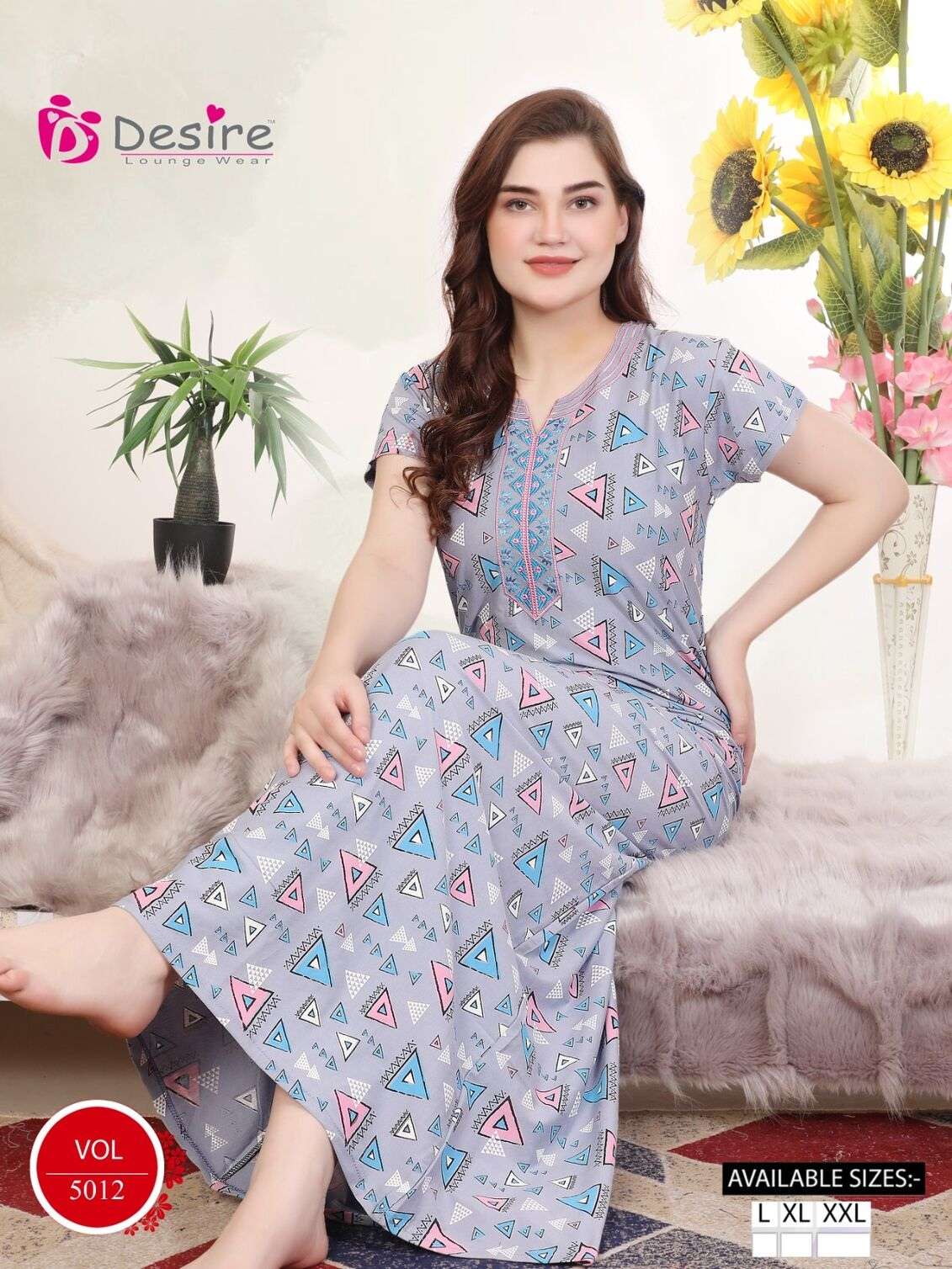 VOL :- 5012 BY DESIRE IN PREMIUM SERIES HOSIERY NIGHTY SUIT 