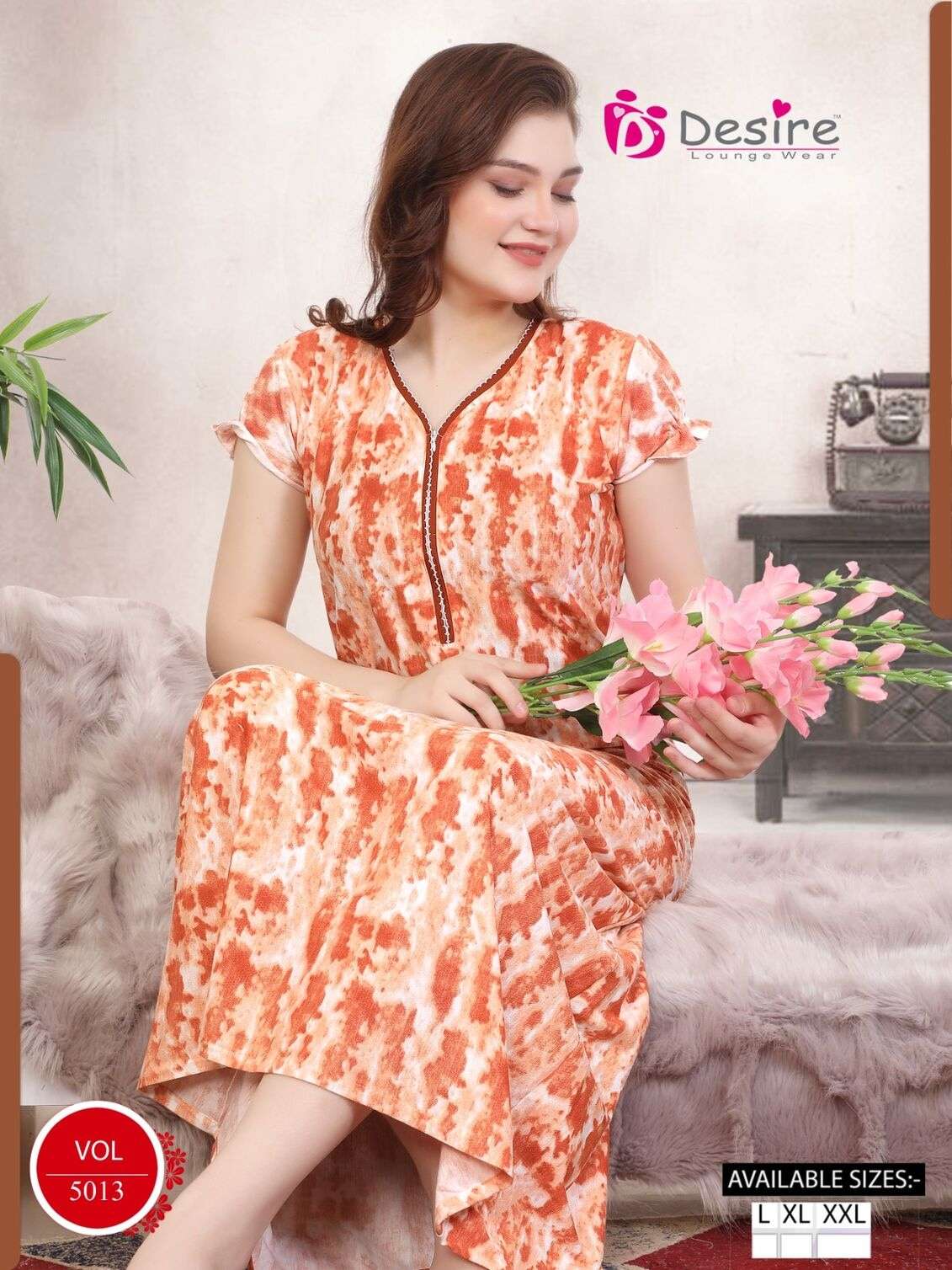 VOL-5013 BY DESIRE IN PREMIUM SERIES TIE DYE NIGHTY 