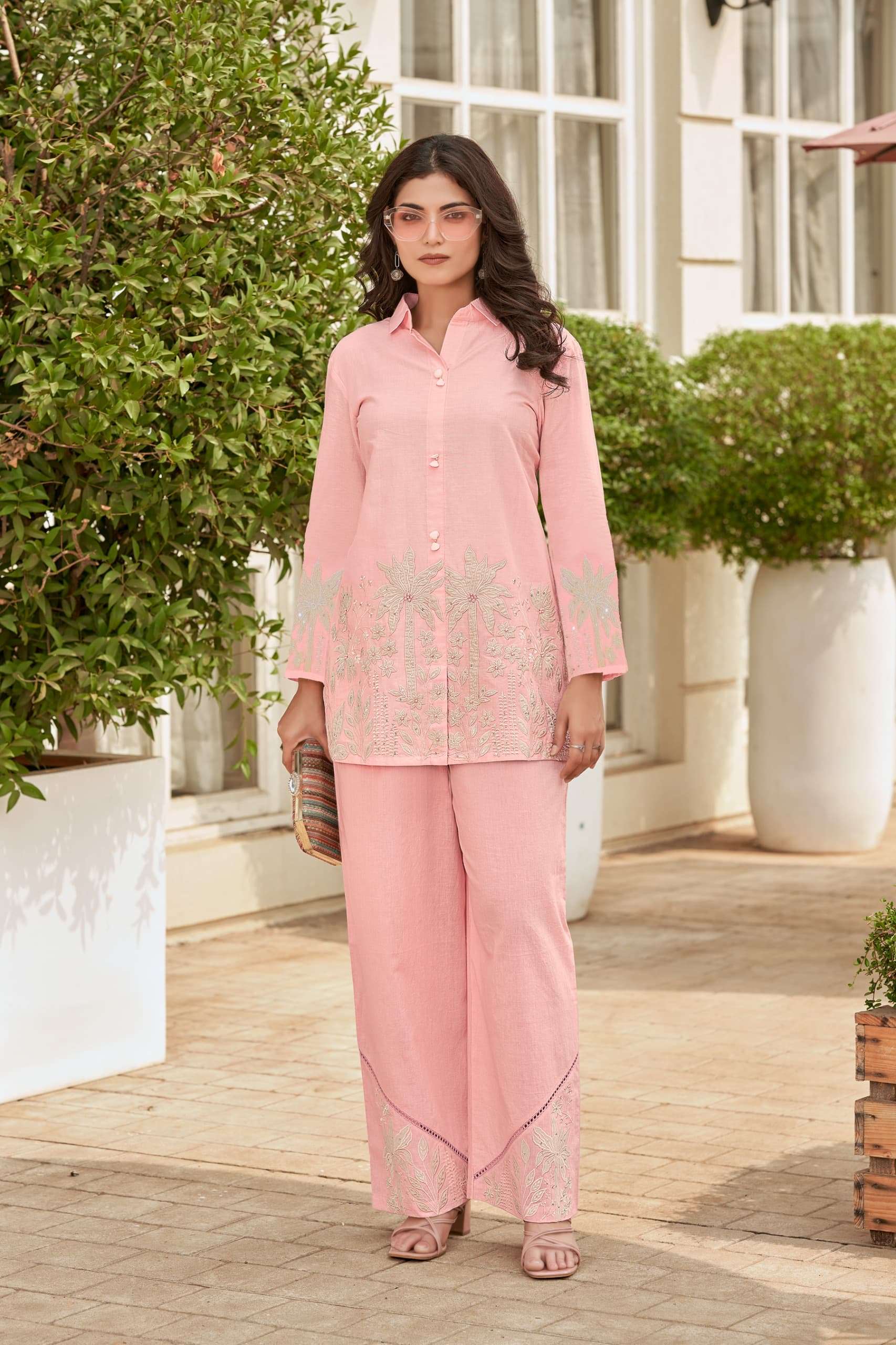 VOL-8 BY TEXOFAB IN PURE COTTON WITH LINING CO-ORD SET WITH HANDWORK 