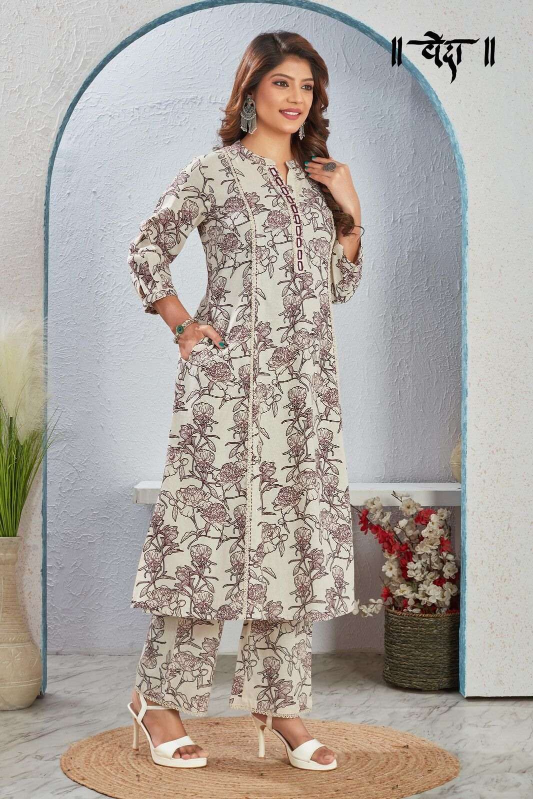 VOL-8 BY VEDA IN FANCY FABRIC WITH ONE SIDE POCKET CO-ORD KURTI SET 