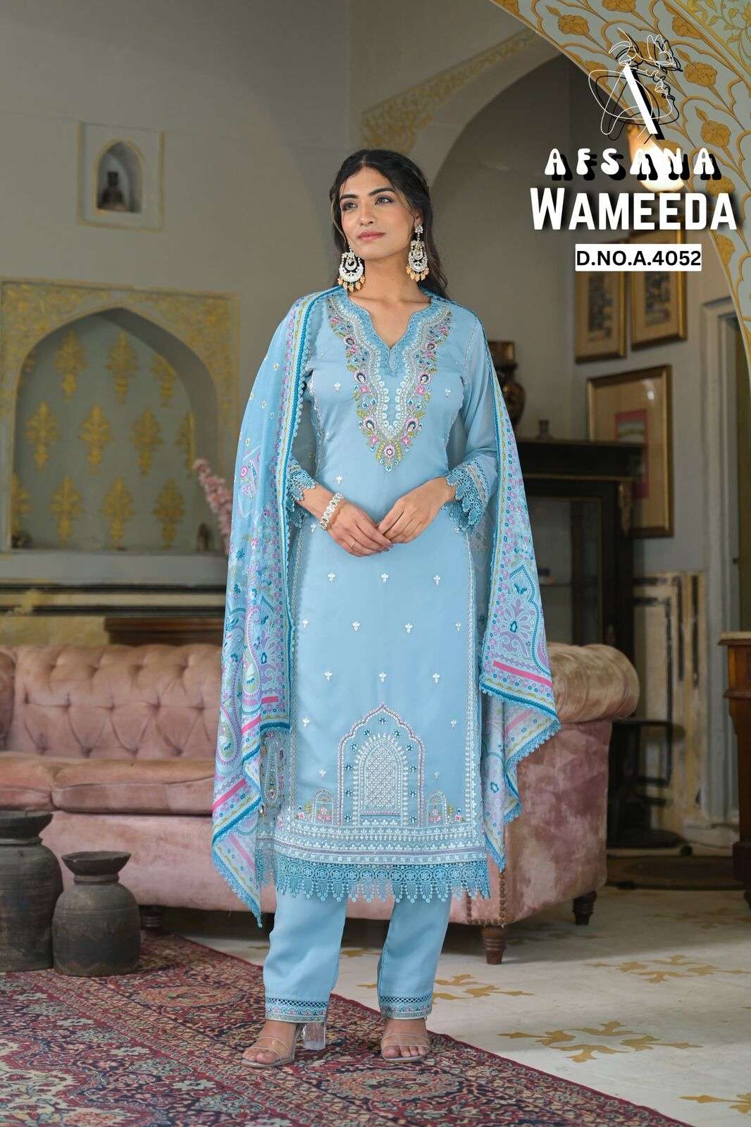 WAMEEDA BY AFSANA IN STAR GEORGETTE WITH EMBROIDERY WORK WITH GPO LACE 