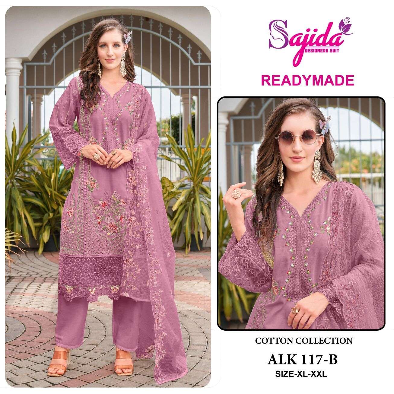 ALK - 117 BY SAJIDA DESIGNER IN PURE CAMRIC COTTON WITH HEVAY EMBROIDERY WORK 