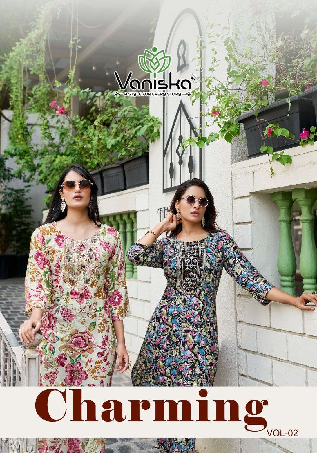 CHARMING VOL-2 BY VANISKA IN HEAVY RAYON FOIL PRINT WITH HEAVY EMBROIDERY WORK 