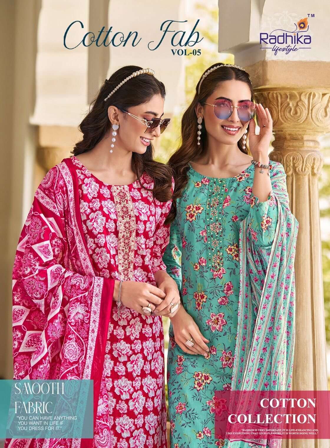 COTTON FAB VOL-5 BY RADHIKA LIFESTYLE IN PURE COTTON PRINT WITH EMBROIDERY WORK 