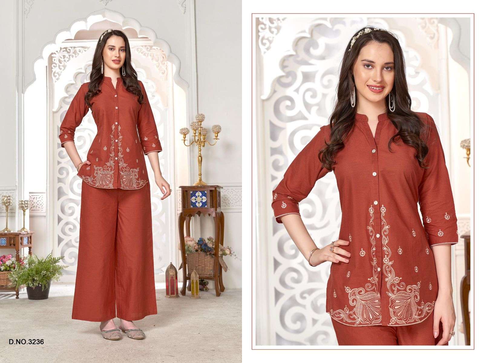 D.NO :- 3234 To 3239 BY LADIES FLAVOUR IN CAMRIC COTTON WITH EMBROIDERY WORK 