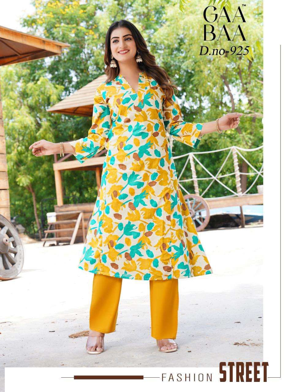 D.NO :- 925 BY GAABAA IN COTTON FLEX PRINT CO-ORD SET WITH STITCHING PATTERN 
