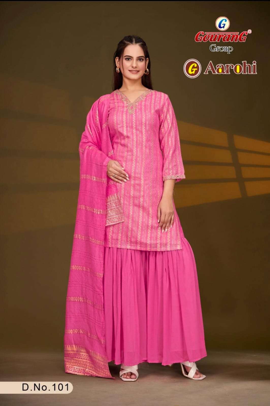 GEE AAROHI BY GOURANG GROUP IN COTTON DOBI TOP & PLAZO WITH HANDWORK 