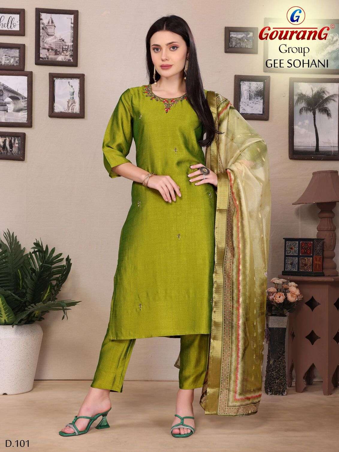 GEE SOHANI BY GOURANG GROUP IN VICHATRA SILK WITH ORGANZA BUTTI LACE DUPATTA 