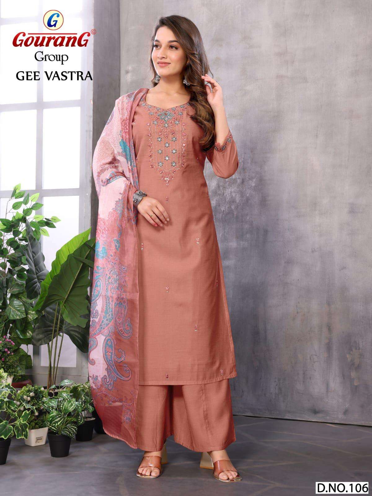 GEE VASTRA BY GOURANG GROUP IN ROMAN SILK WITH INNER READYMADE EMBROIDERY WORK 