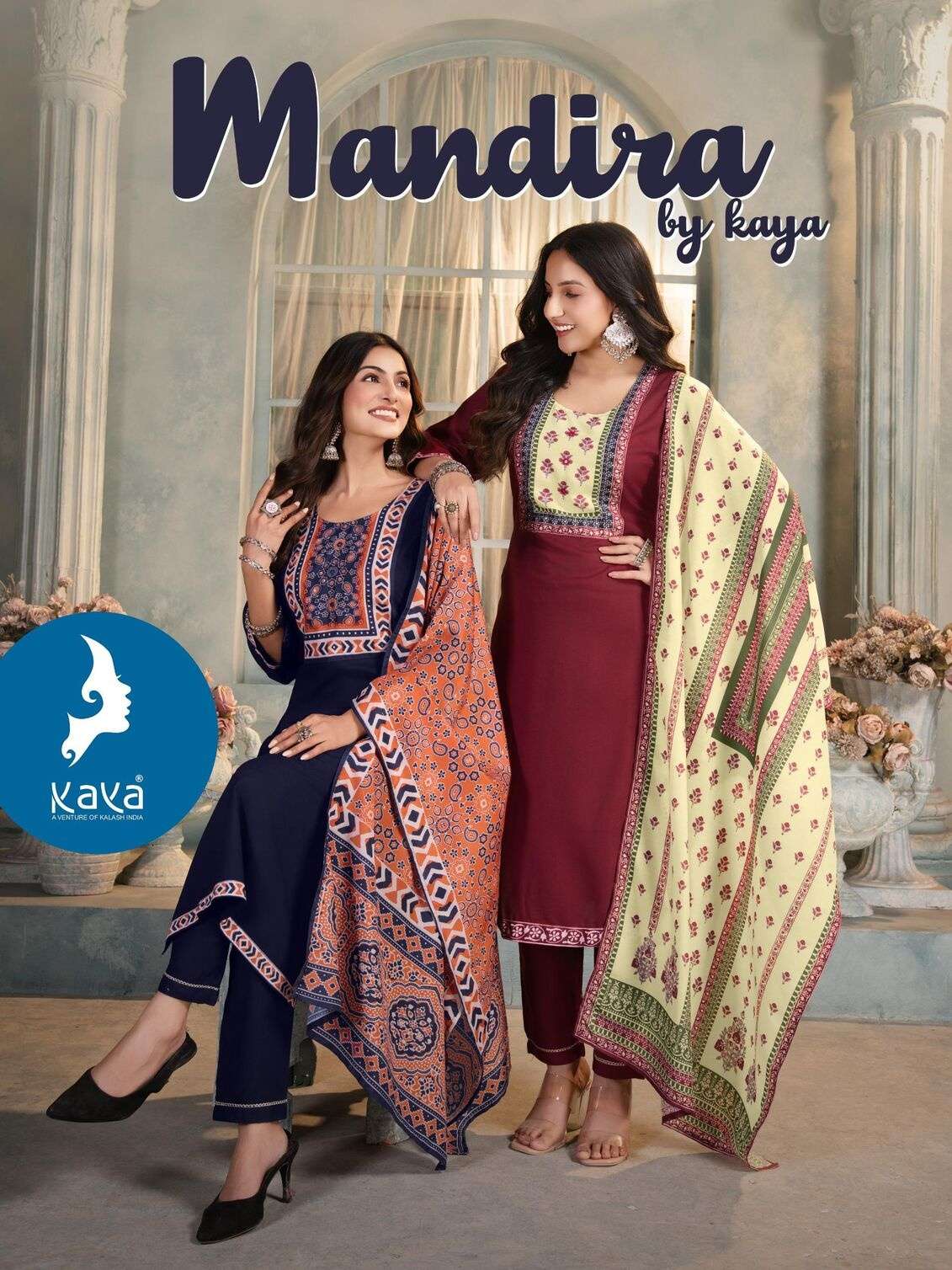 MANDIRA BY KAYA KURTI IN RAYON WITH MUSLIN DIGITAL PRINT STRAIGHT CUT 