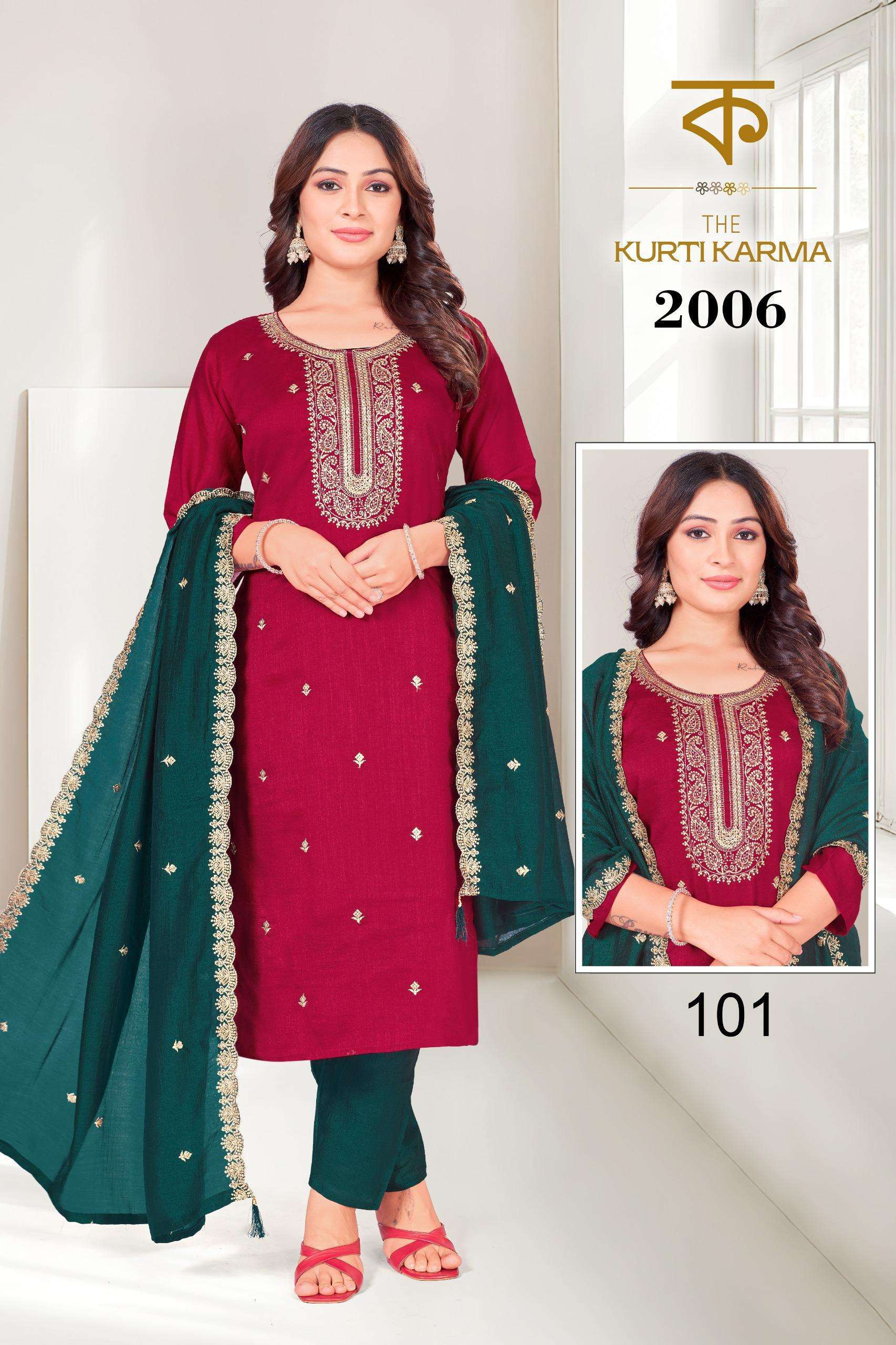VOL :- 2006 BY THE KURTI KRAMA IN VICHITRA SILK WITH HEAVY EMBROIDERY WORK 