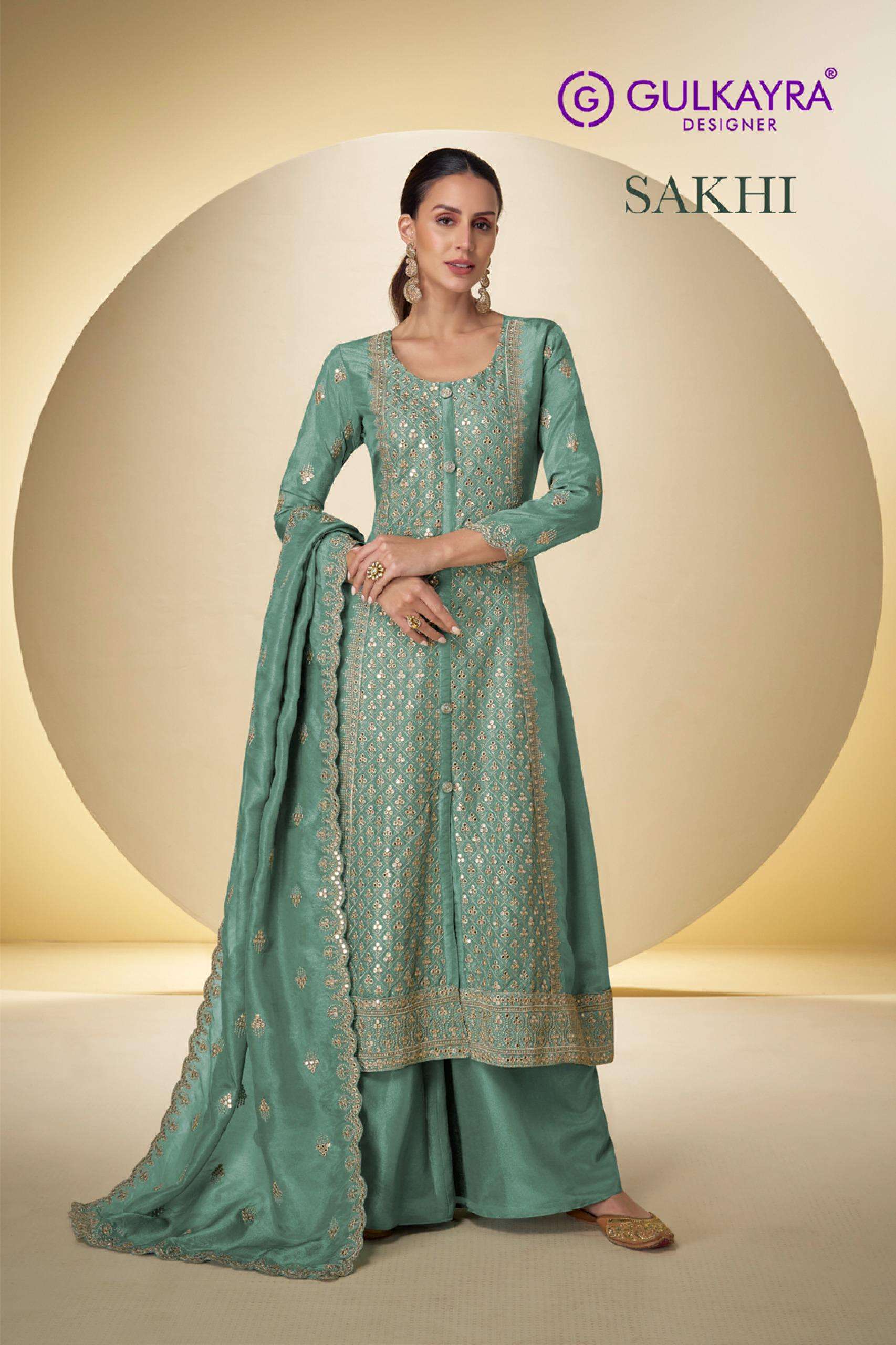 GULKAYRA DESIGNER LUNCHING NEW SAKHI CATALOG  KURTI PLAZO AND DUPATTA WITH EMBRODERY WORK