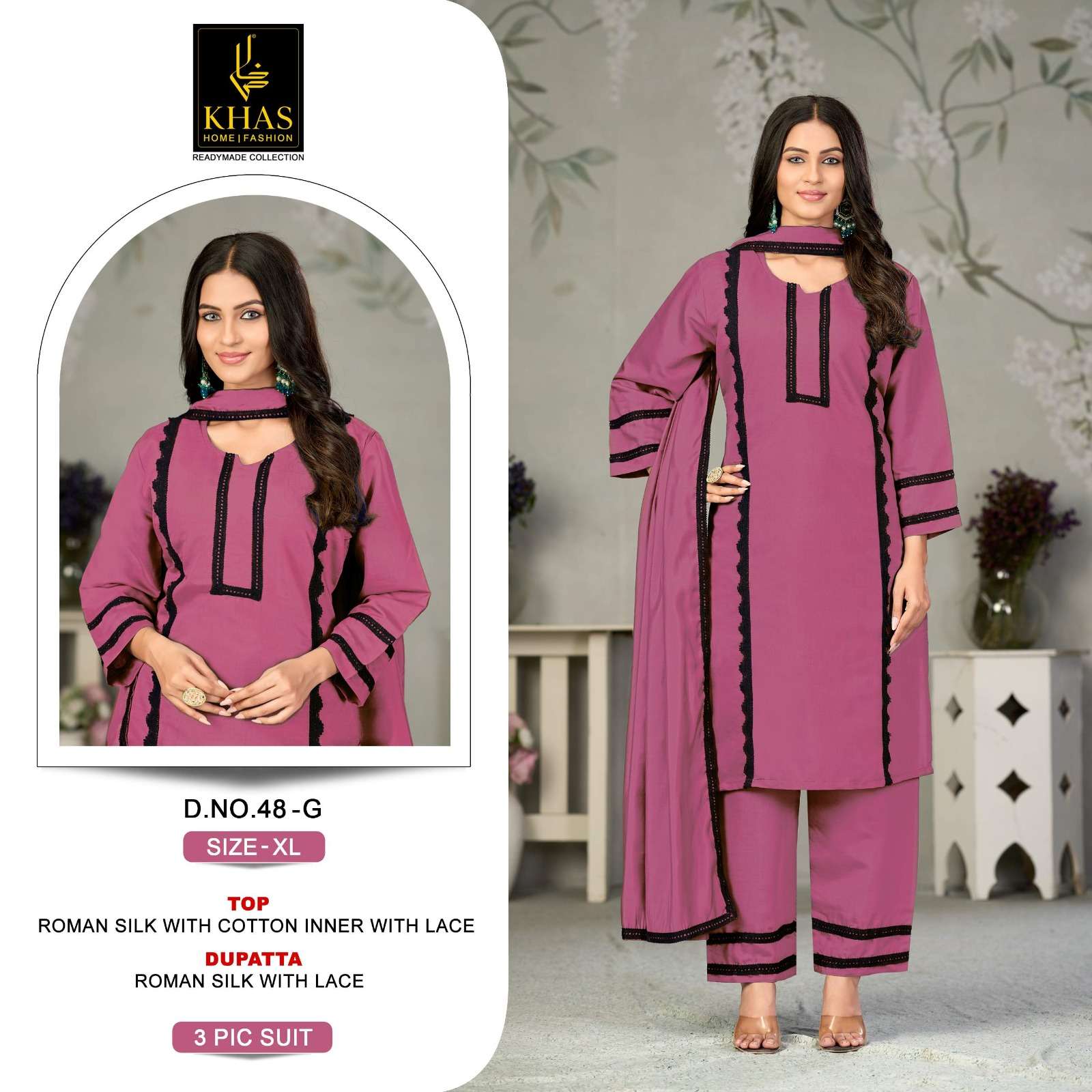 KHAS BRAND LAUNCHING ROMAN SILK FABRIC KURTI SET COLLECTION 