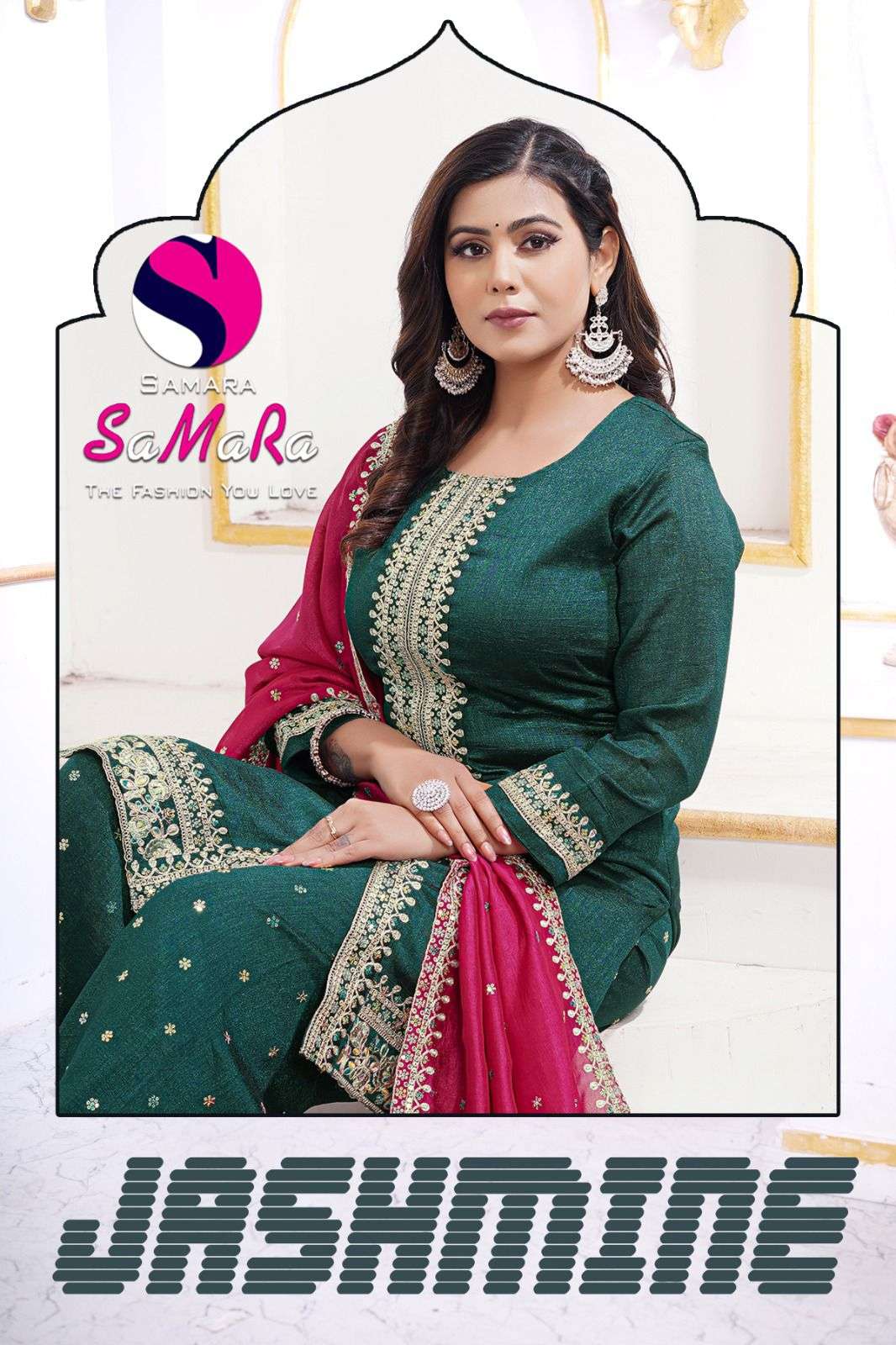 SAMARA LAUNCHING NEW VICHITRA SILK WITH EMBROIDERY WORK KURTI, PLAZZO AND DUPATTA JASHMINE CATALOG