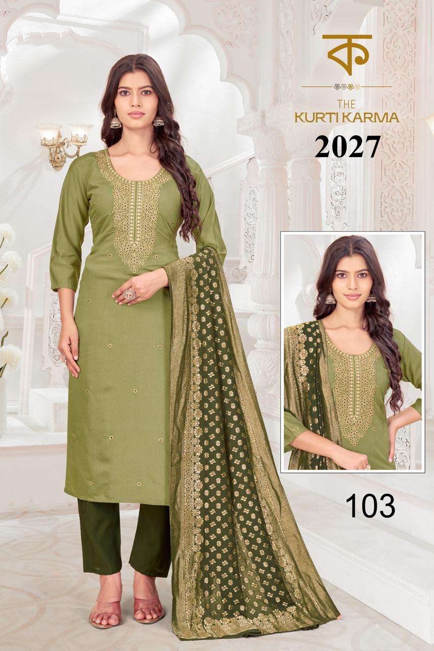 THE KURTI KRAMA LAUNCHING NEW 3 PCS CONCEPT ROMAN WITH EMBROIDERY WORK CATALOG