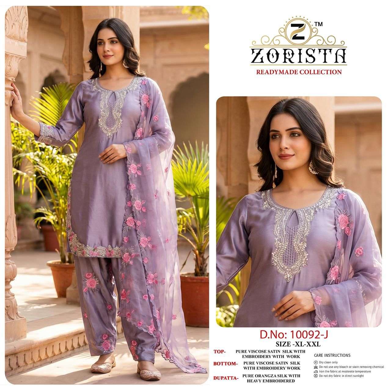 ZORISTA LAUNCHING PURE SATIN SILK  WITH HEVAY EMBROIDERY KURTI SET COLLECTION 