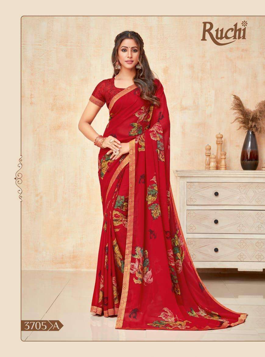 RUCHI SAREE DIAMOND BORDER SILK GEORGETTE SAREE YAASHIKA CATALOG  WHOLESALE SUPPLIER EXPORTER  LUCACCI DESIGNER FROM SURAT GUJRAT INDIA