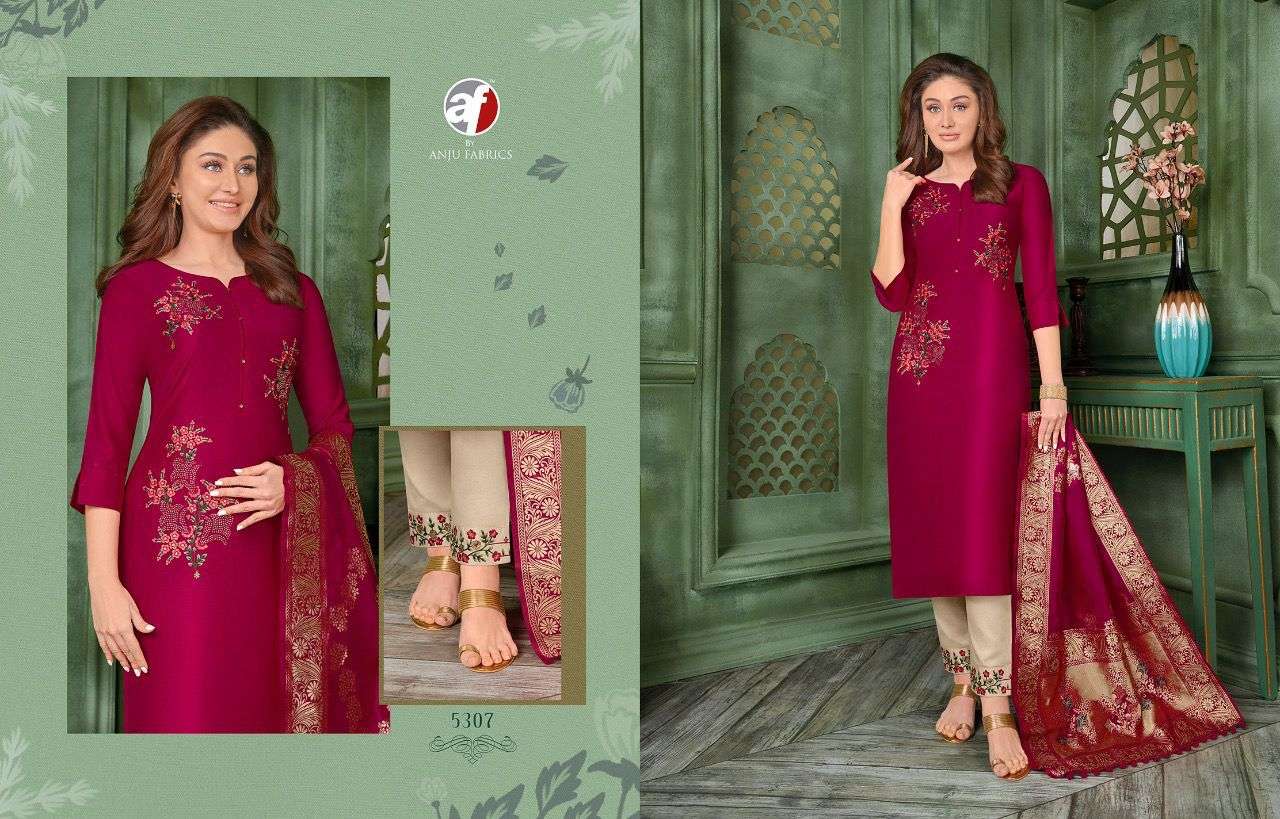 ANJU FAB KURTI WITH PANT DUPATTA MAYURI VOL-2 CATALOG WHOLESALER LUCACCI DESIGNER 
