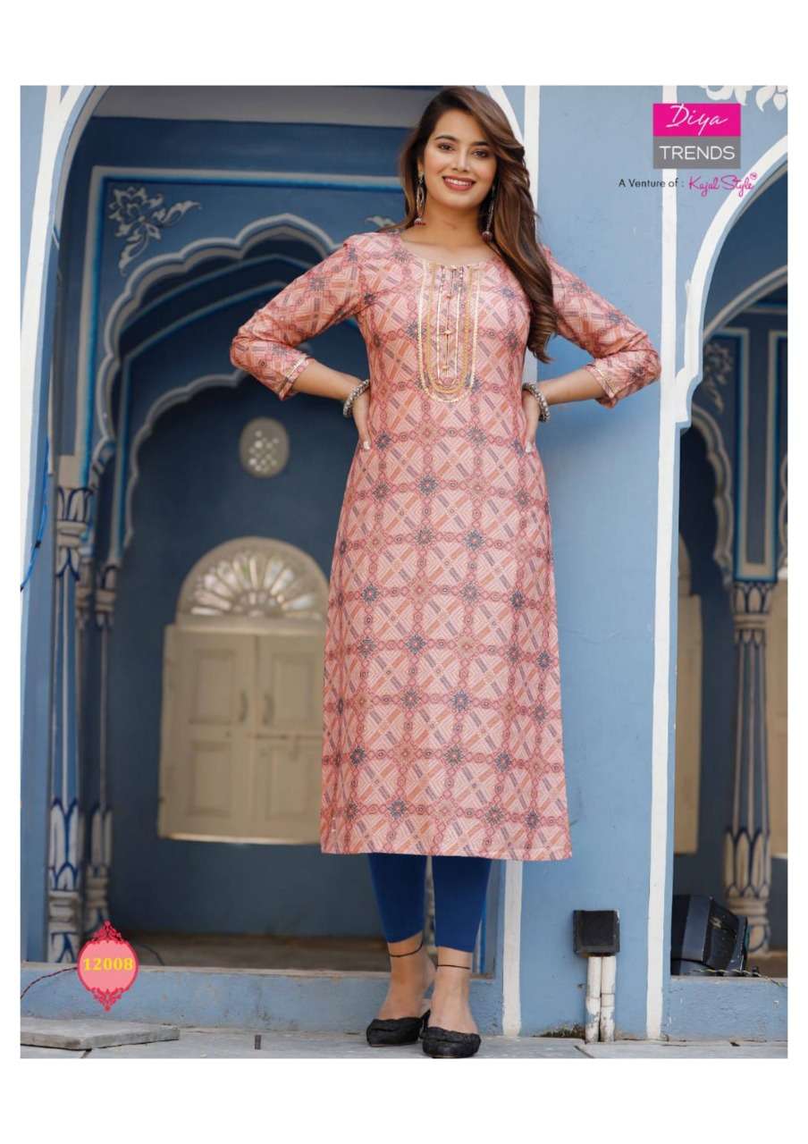 DIYA TRENDS GARDENCITY VOL-12 ONLY KURTI CAPSULE FOIL PRINT 14KG CATALOG WHOLESALER