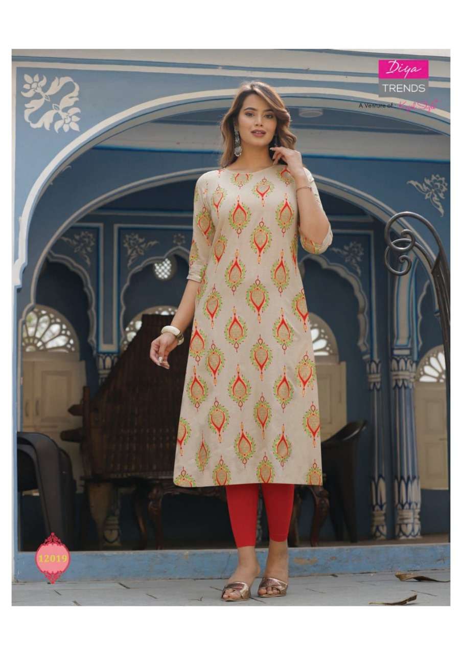 DIYA TRENDS GARDENCITY VOL-12 ONLY KURTI CAPSULE FOIL PRINT 14KG CATALOG  WHOLESALER