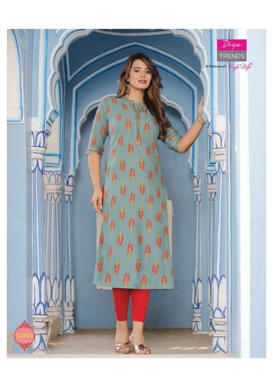 DIYA TRENDS GARDENCITY VOL-12 ONLY KURTI CAPSULE FOIL PRINT 14KG CATALOG WHOLESALER