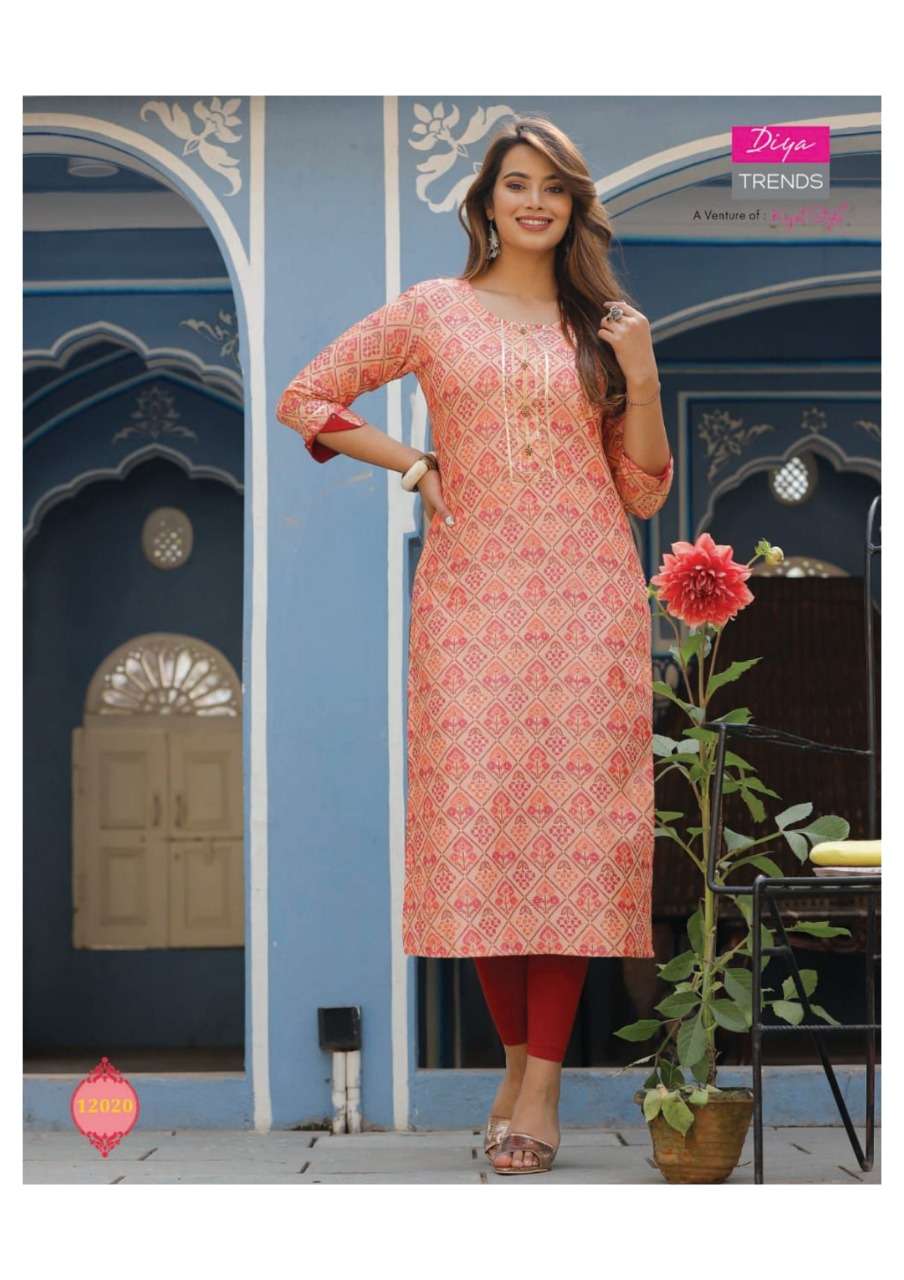 DIYA TRENDS GARDENCITY VOL-12 ONLY KURTI CAPSULE FOIL PRINT 14KG CATALOG WHOLESALER