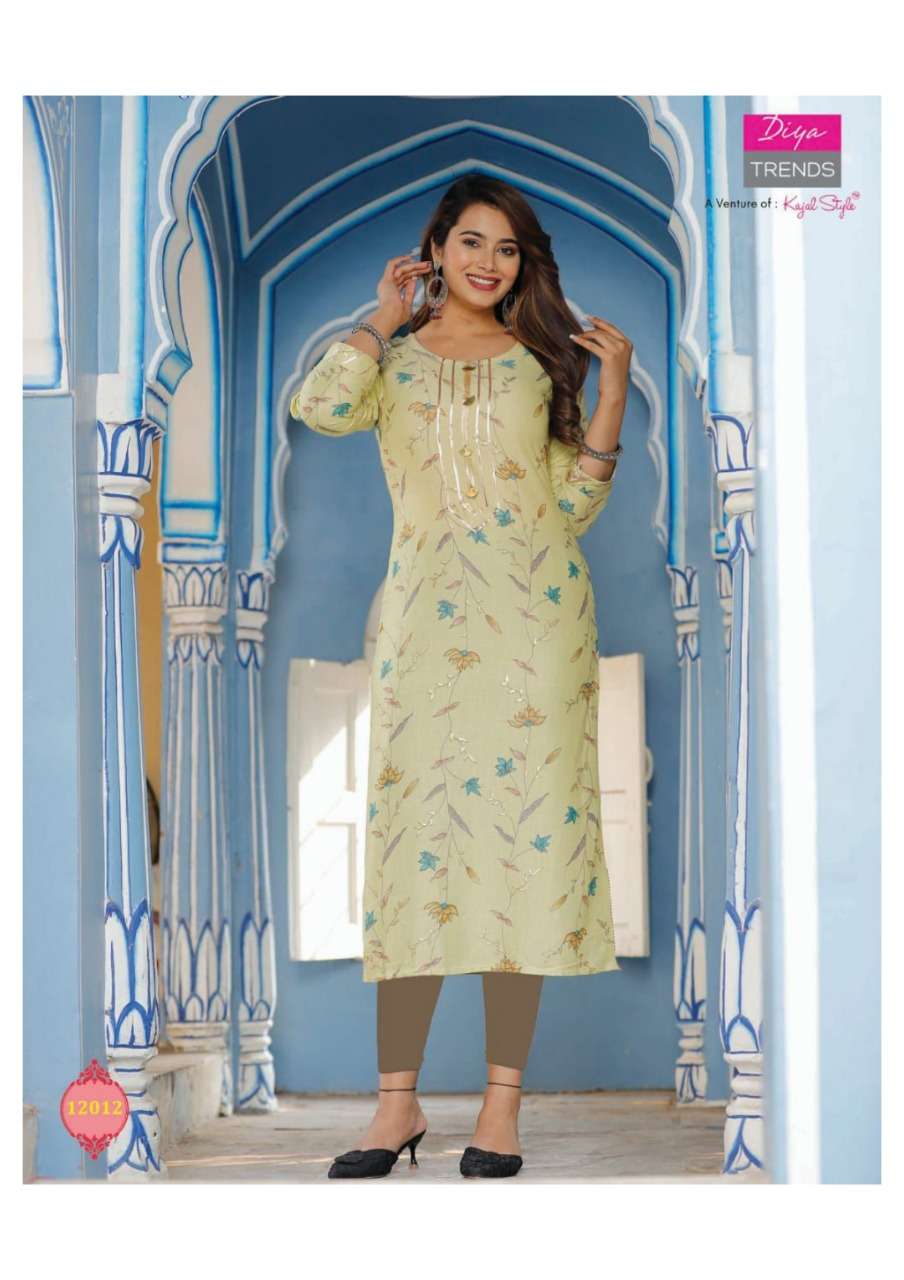 DIYA TRENDS GARDENCITY VOL-12 ONLY KURTI CAPSULE FOIL PRINT 14KG CATALOG WHOLESALER