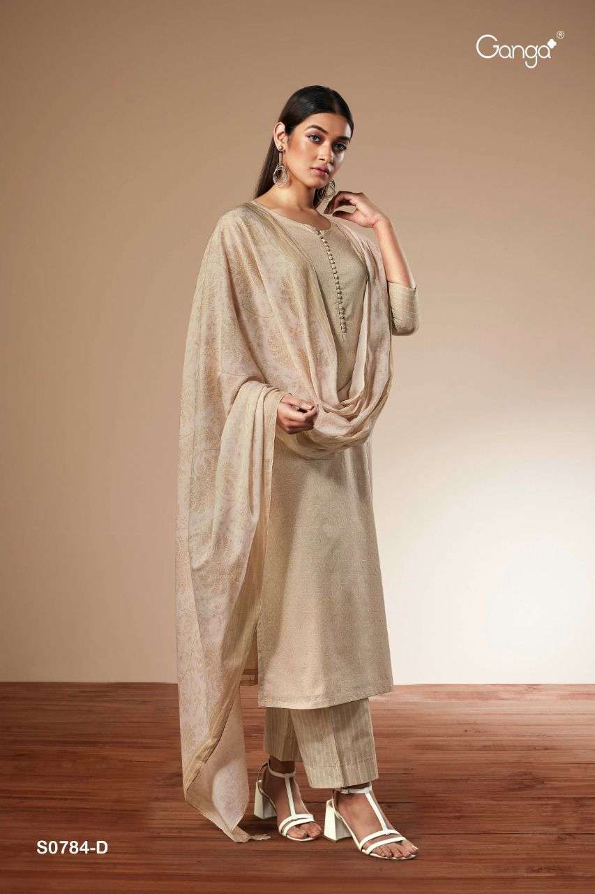 Buy Ganga Eiza Premium cotton printed handwork Regular Wear Dress Material