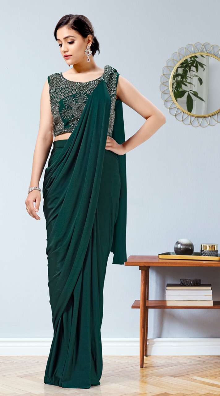 READY TO WEAR IMPOTED LYCRA STICHED SAREE WITH HANDWORK STICH BLOUSE SAREE WHOLESALERSINGLE PCS AVAILABLE